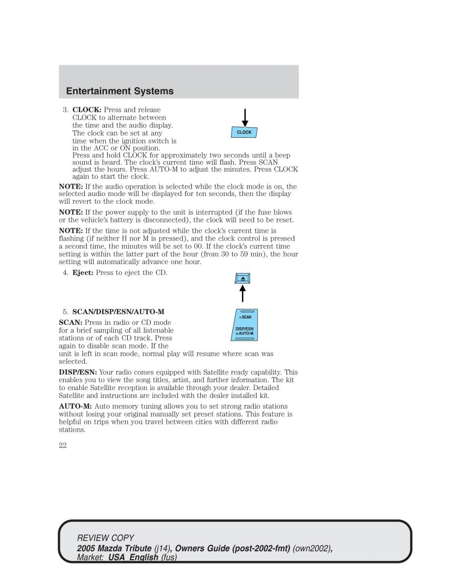 Mazda Tribute owners manual / page 22