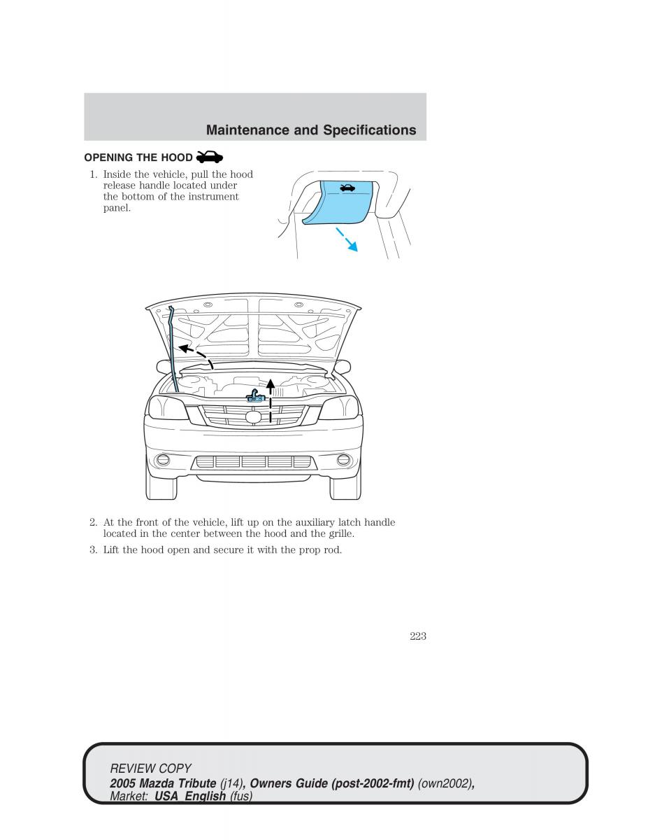 Mazda Tribute owners manual / page 223