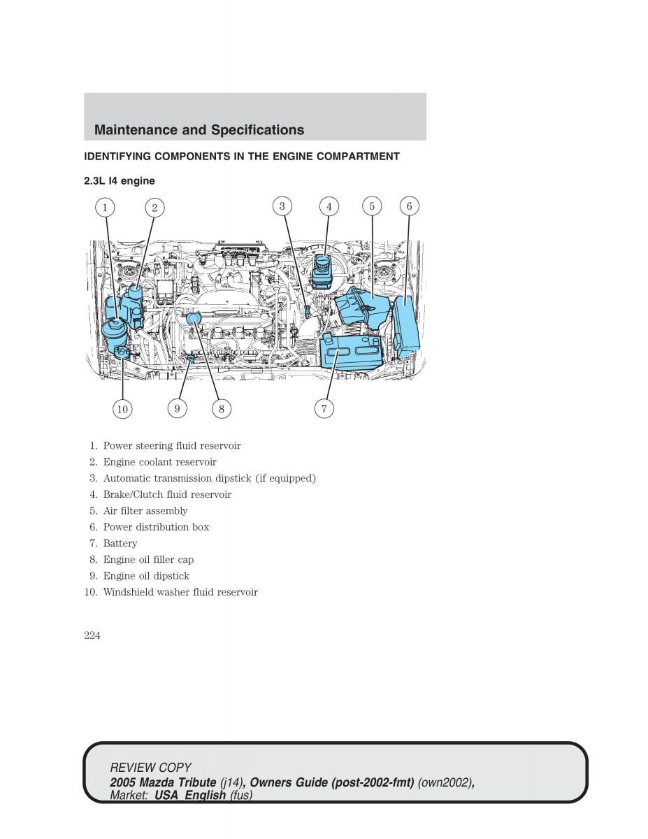 Mazda Tribute owners manual / page 224