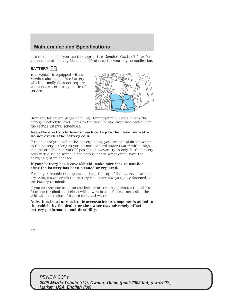 Mazda Tribute owners manual / page 230