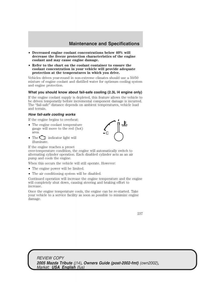 Mazda Tribute owners manual / page 237