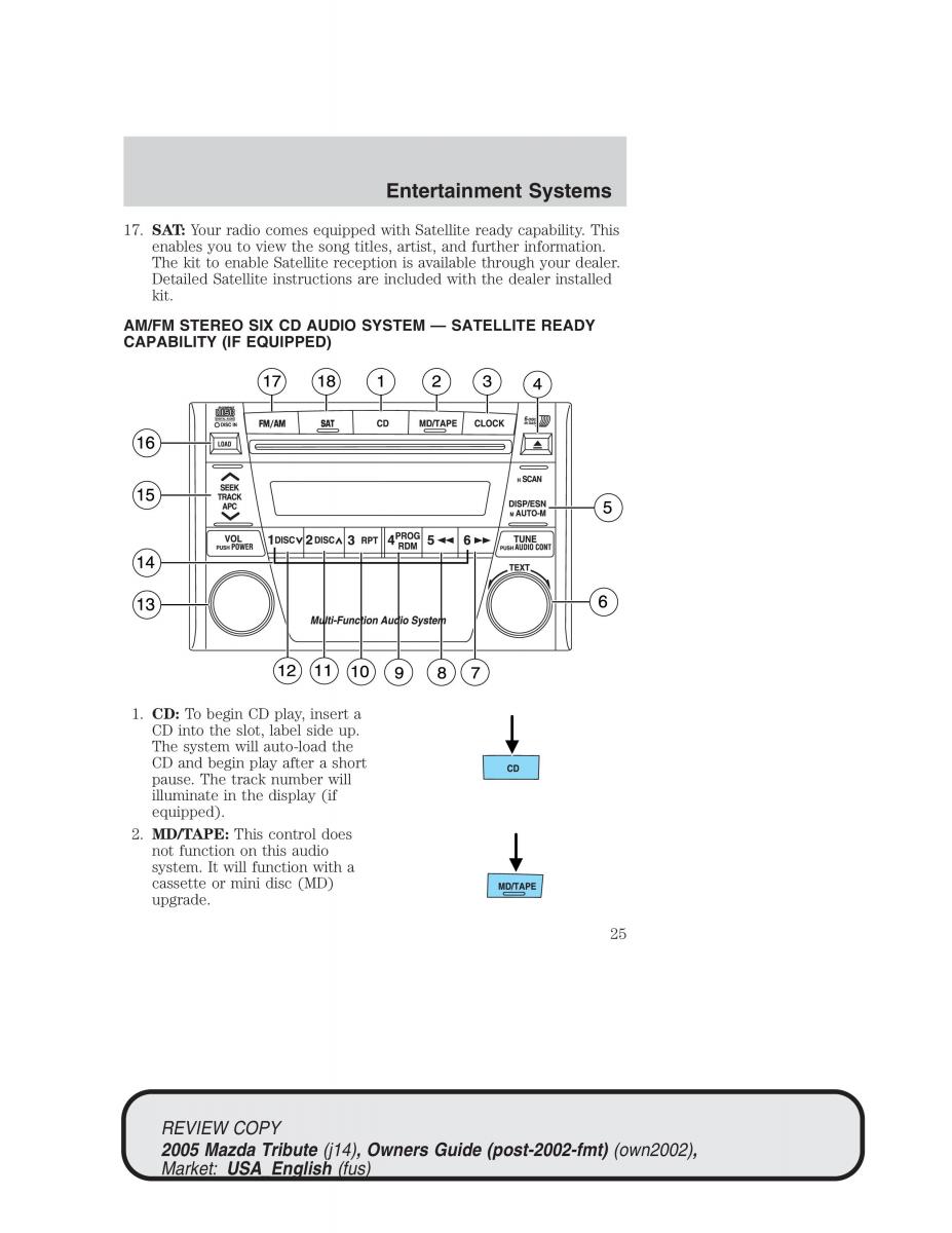 Mazda Tribute owners manual / page 25