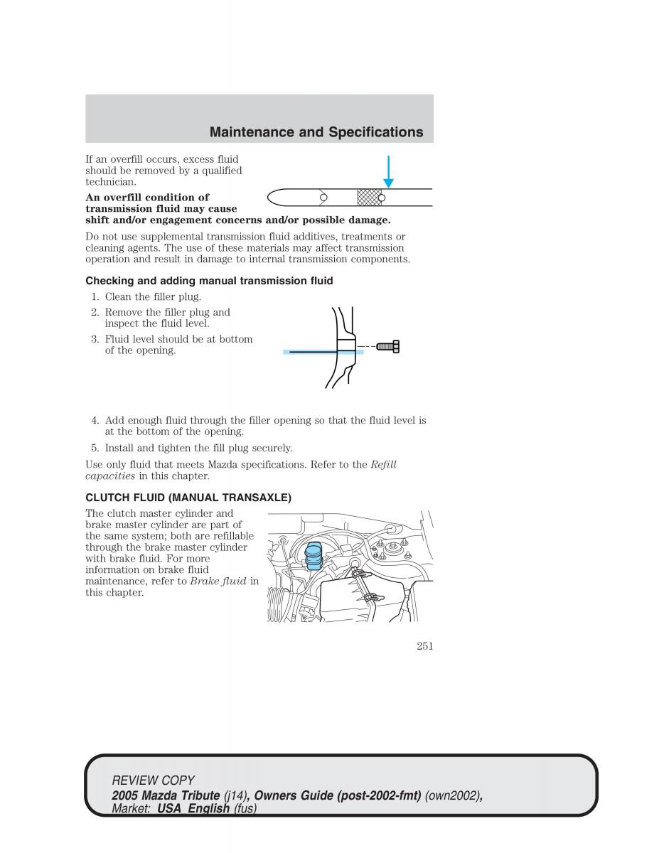 Mazda Tribute owners manual / page 251