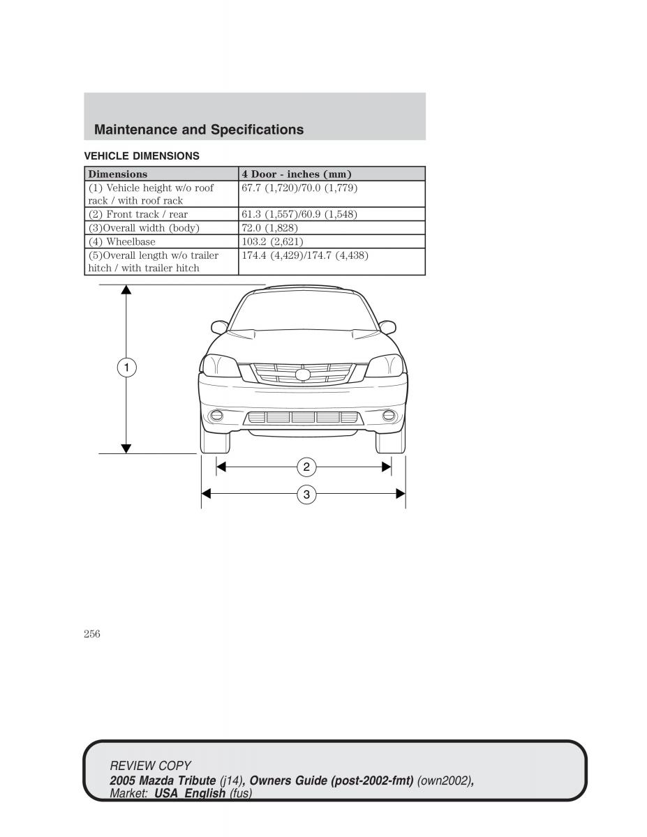 Mazda Tribute owners manual / page 256