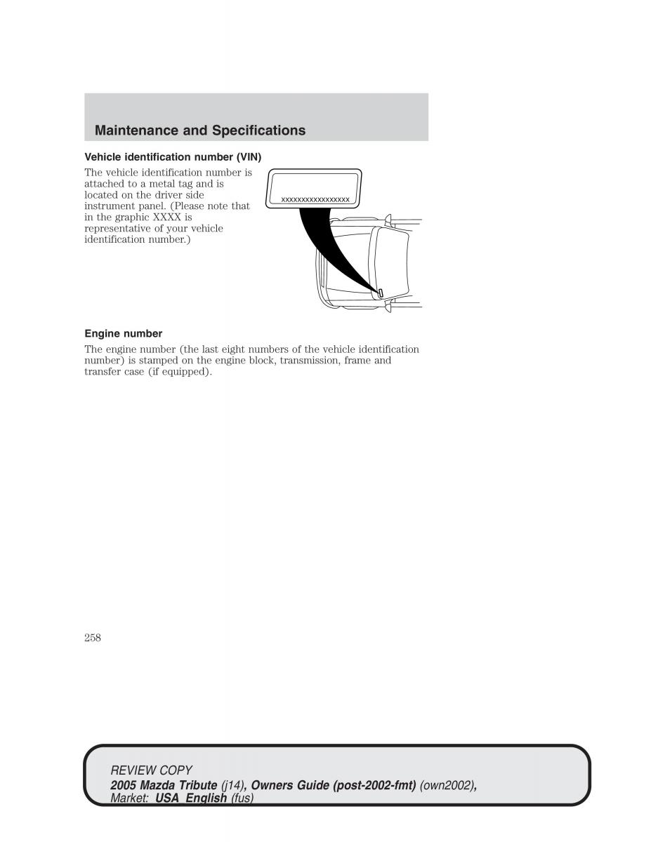 Mazda Tribute owners manual / page 258