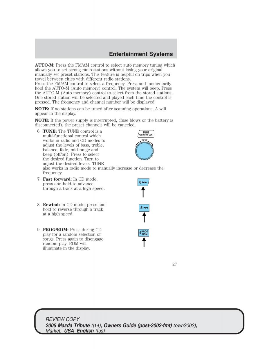 Mazda Tribute owners manual / page 27