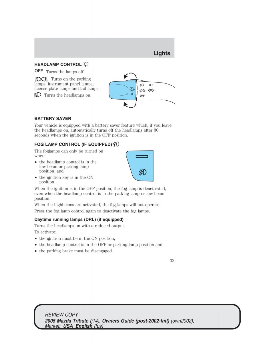 Mazda Tribute owners manual / page 33