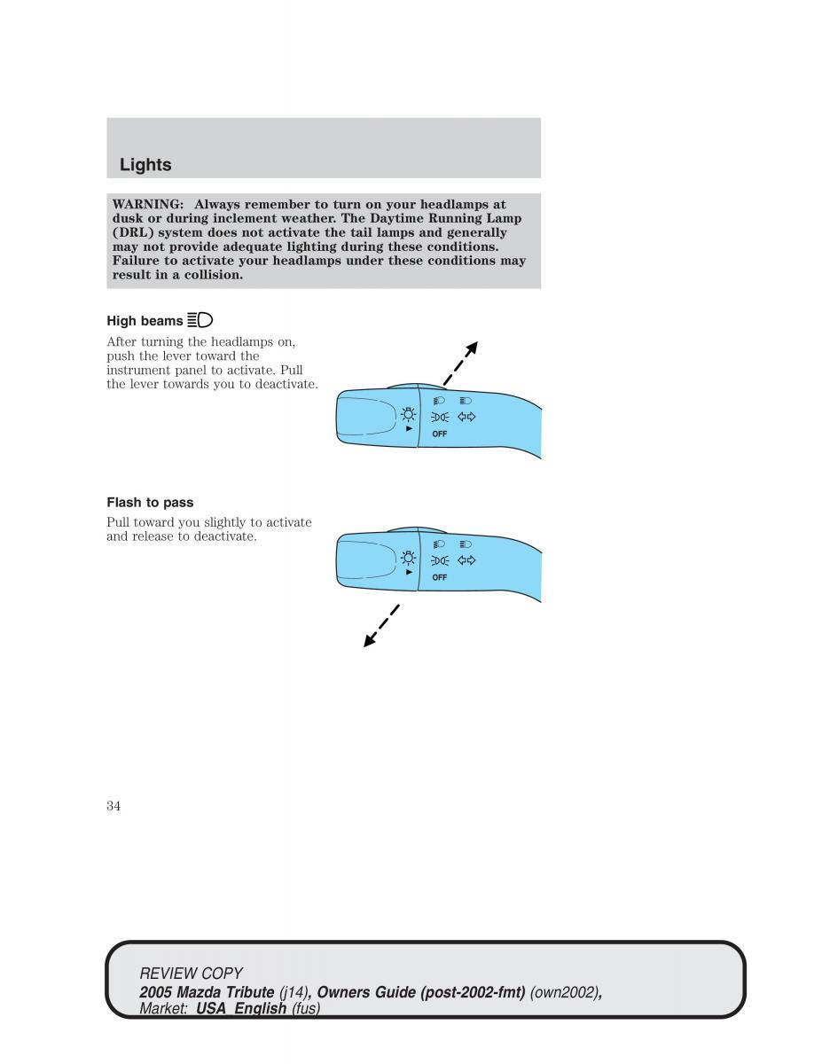 Mazda Tribute owners manual / page 34