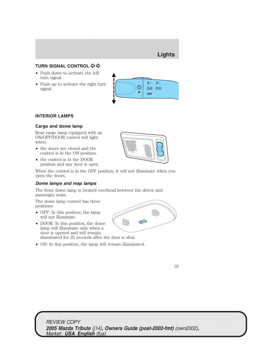 Mazda Tribute owners manual / page 37