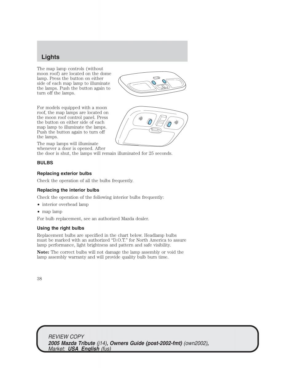 Mazda Tribute owners manual / page 38