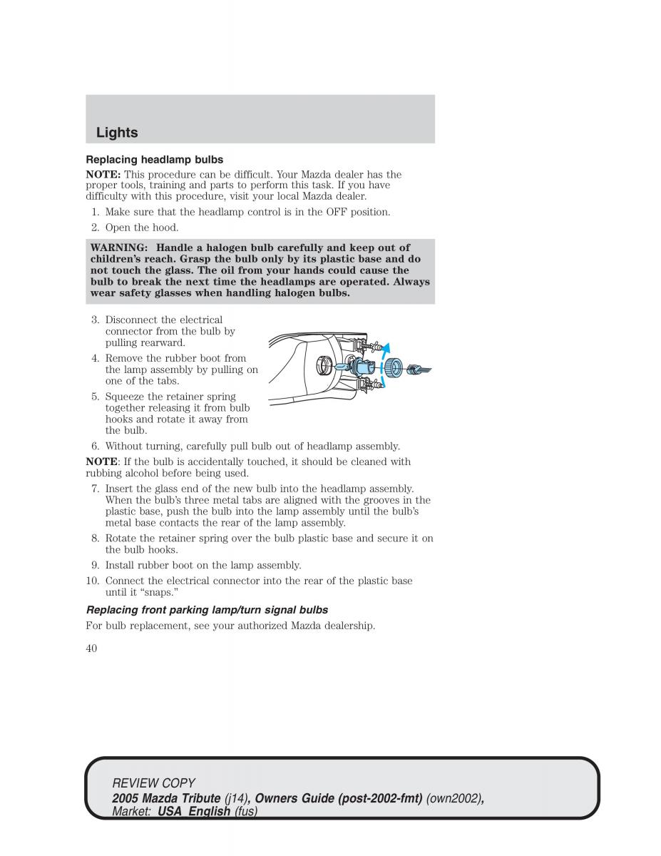 Mazda Tribute owners manual / page 40