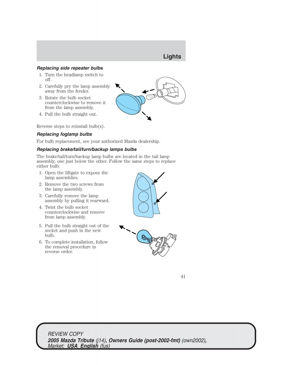 Mazda Tribute owners manual / page 41