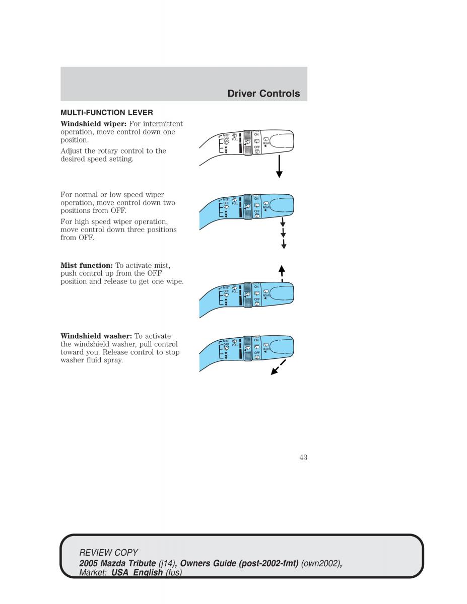 Mazda Tribute owners manual / page 43