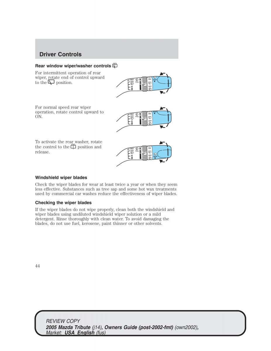 Mazda Tribute owners manual / page 44