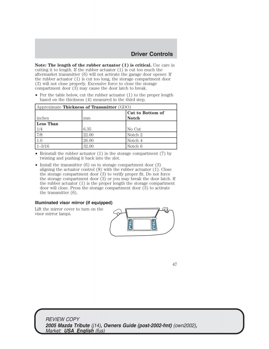 Mazda Tribute owners manual / page 47