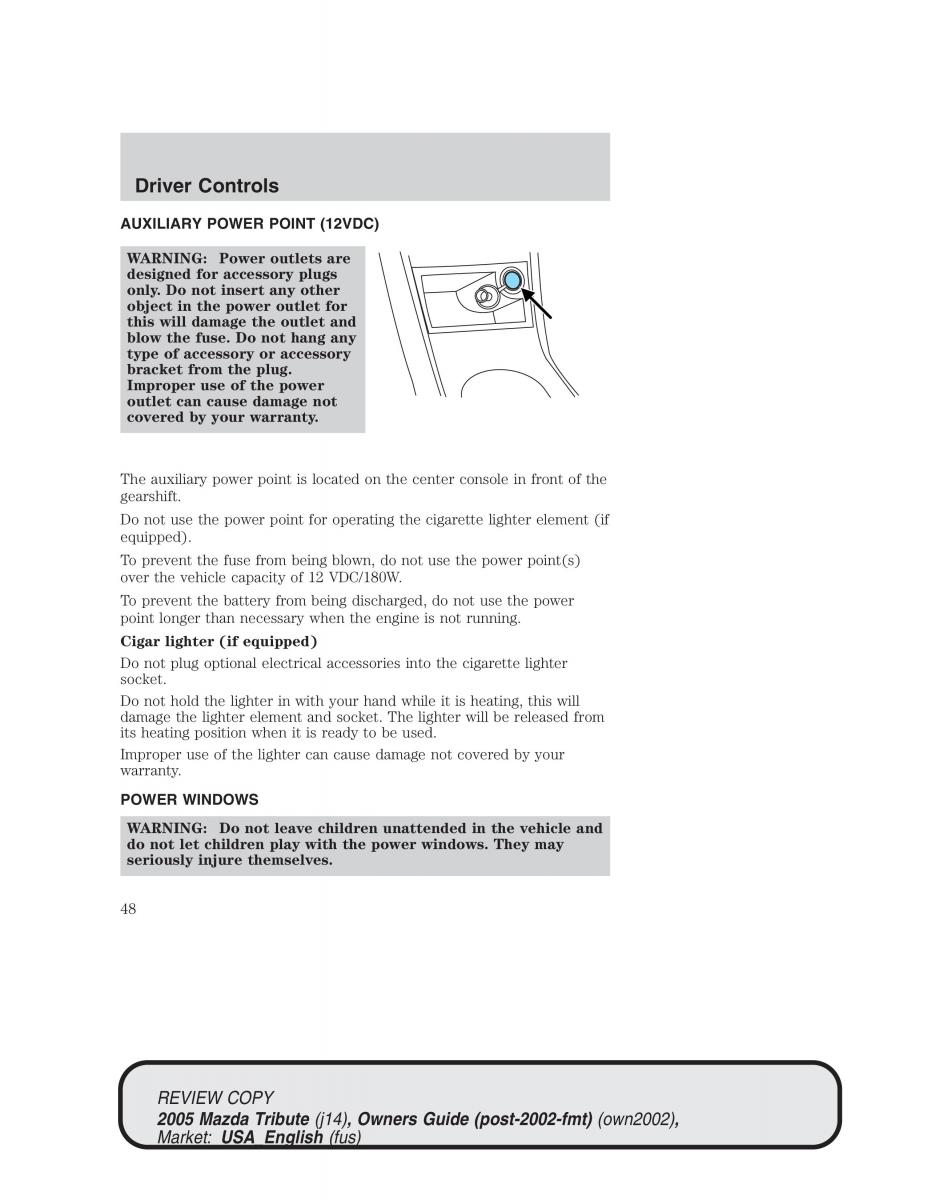 Mazda Tribute owners manual / page 48