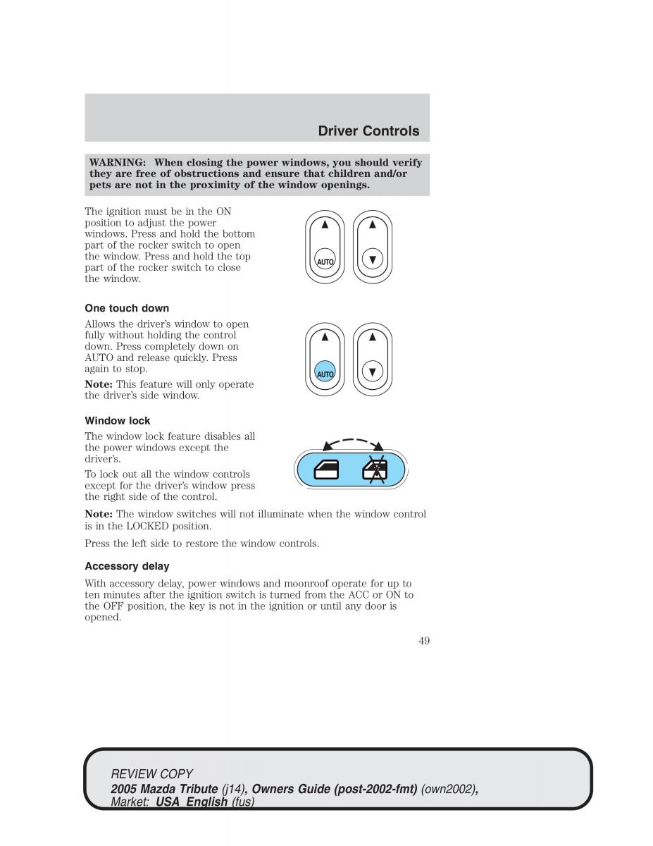 Mazda Tribute owners manual / page 49