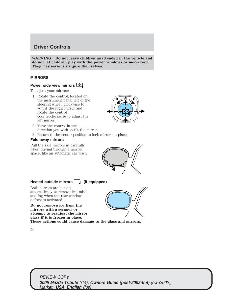 Mazda Tribute owners manual / page 50