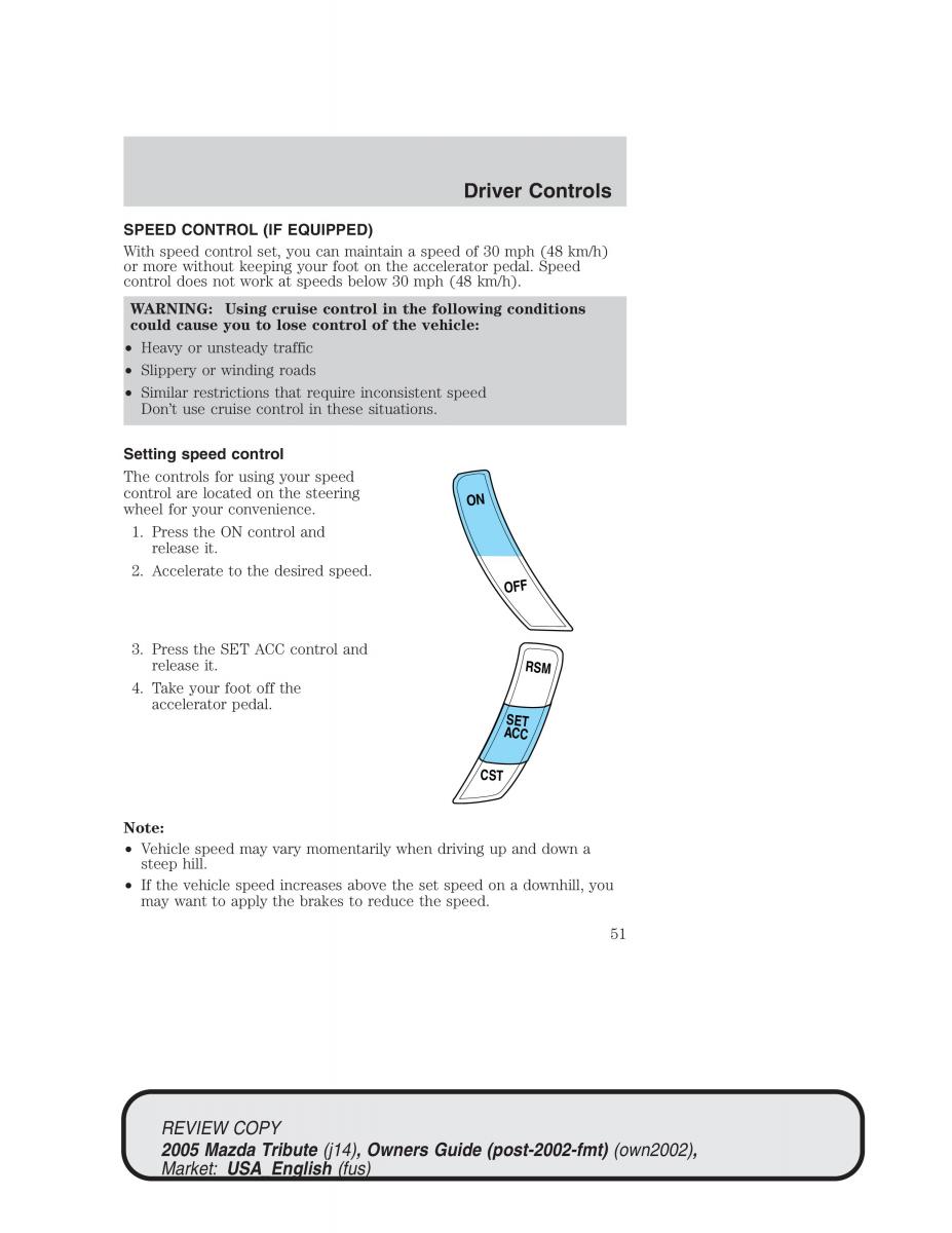 Mazda Tribute owners manual / page 51