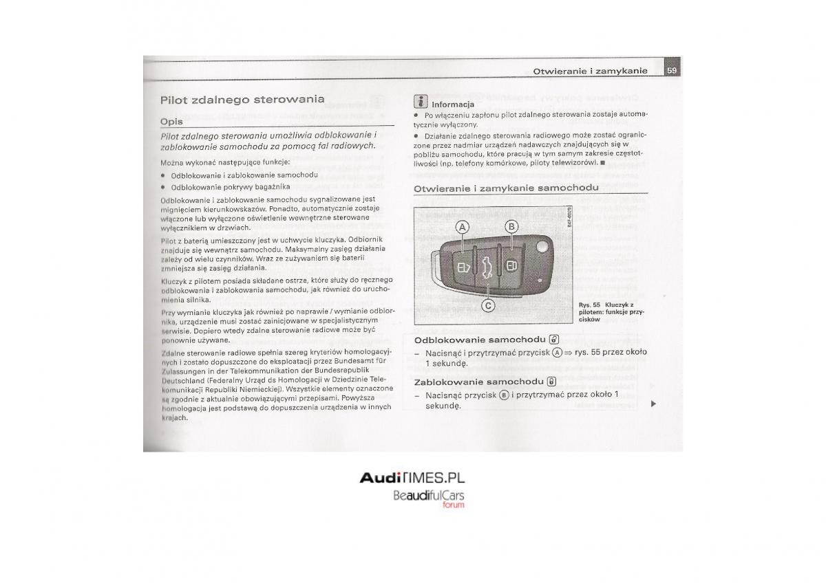 Audi A4 B7 instrukcja / page 58