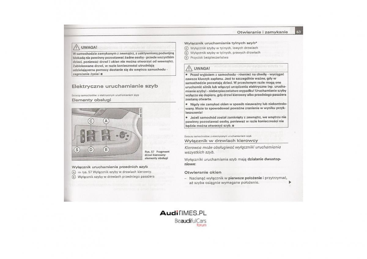 Audi A4 B7 instrukcja obslugi / page 62