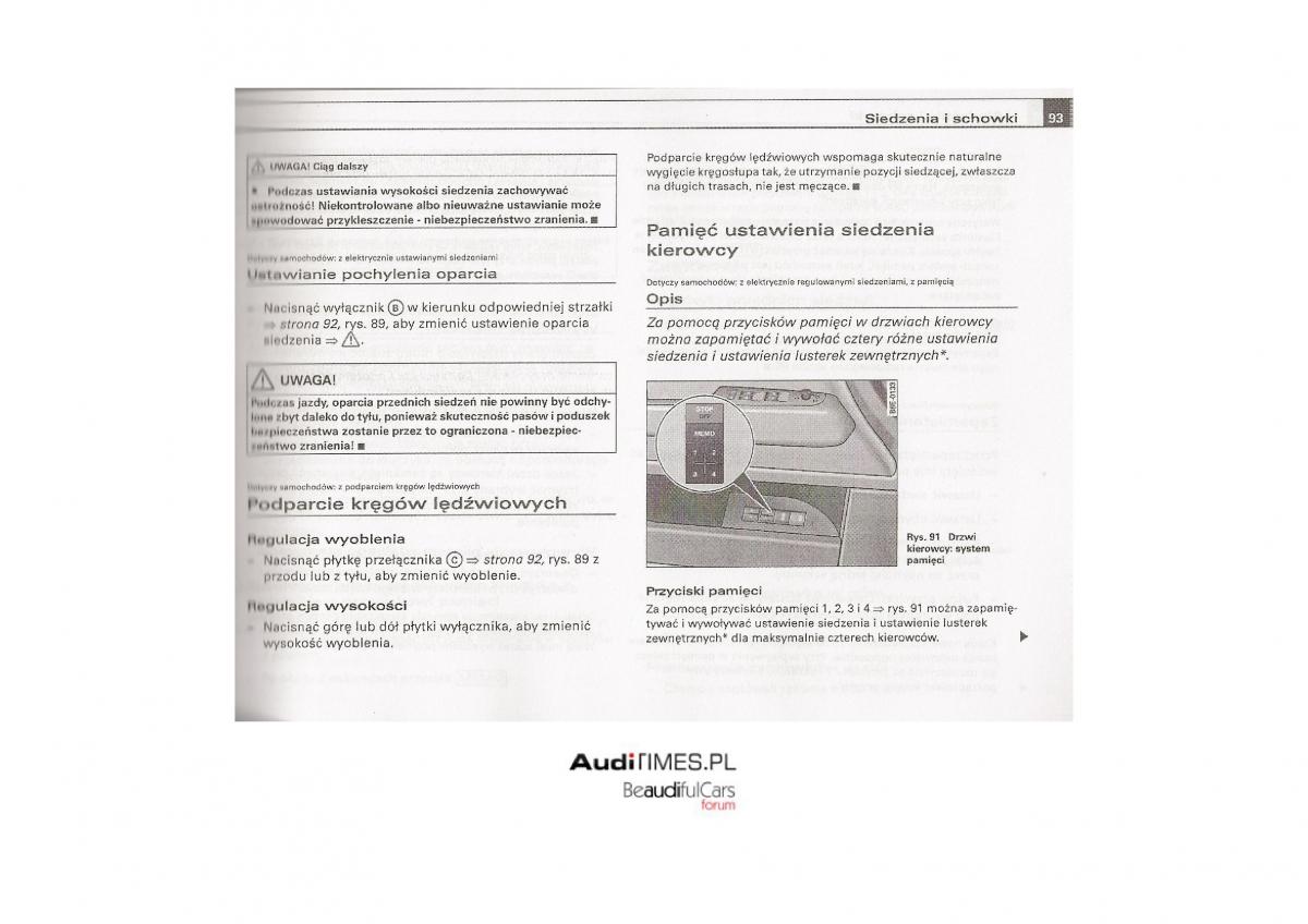 Audi A4 B7 instrukcja obslugi / page 92