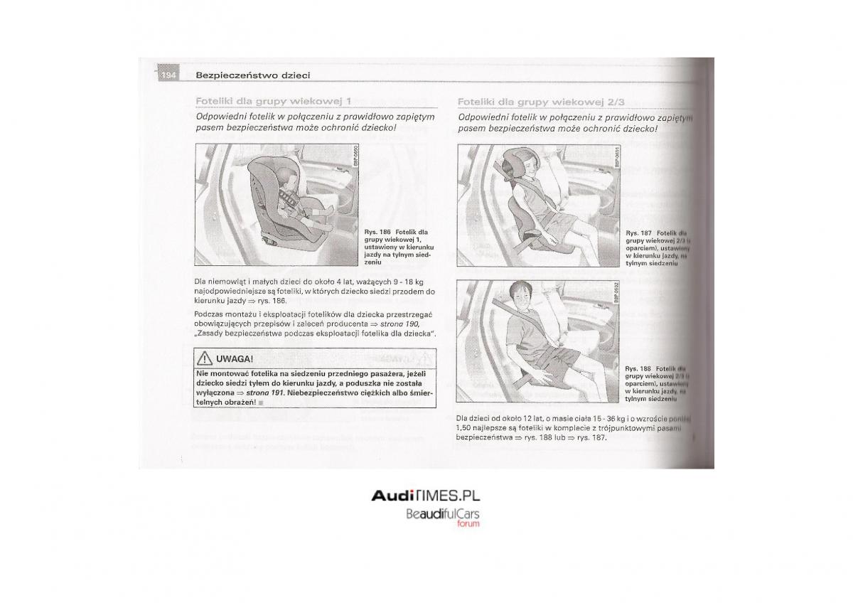 Audi A4 B7 instrukcja obslugi / page 191