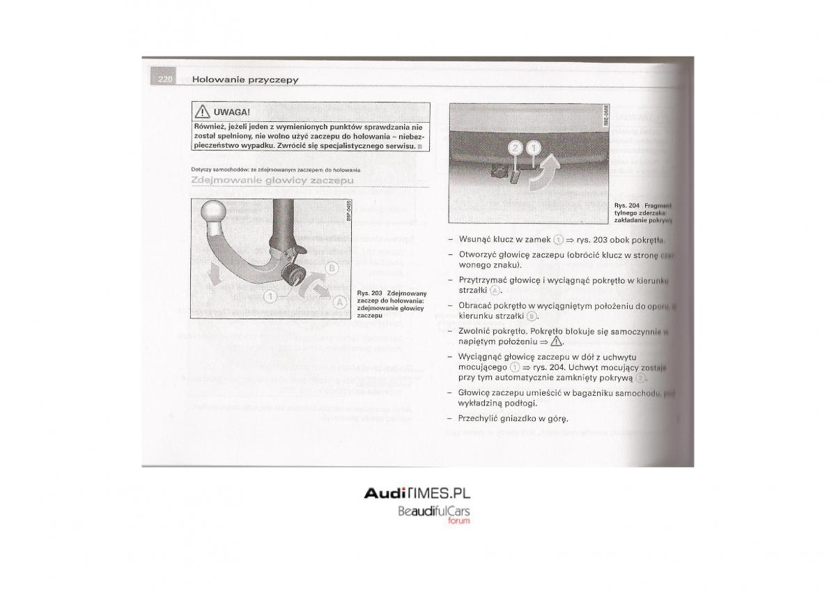 Audi A4 B7 instrukcja obslugi / page 214