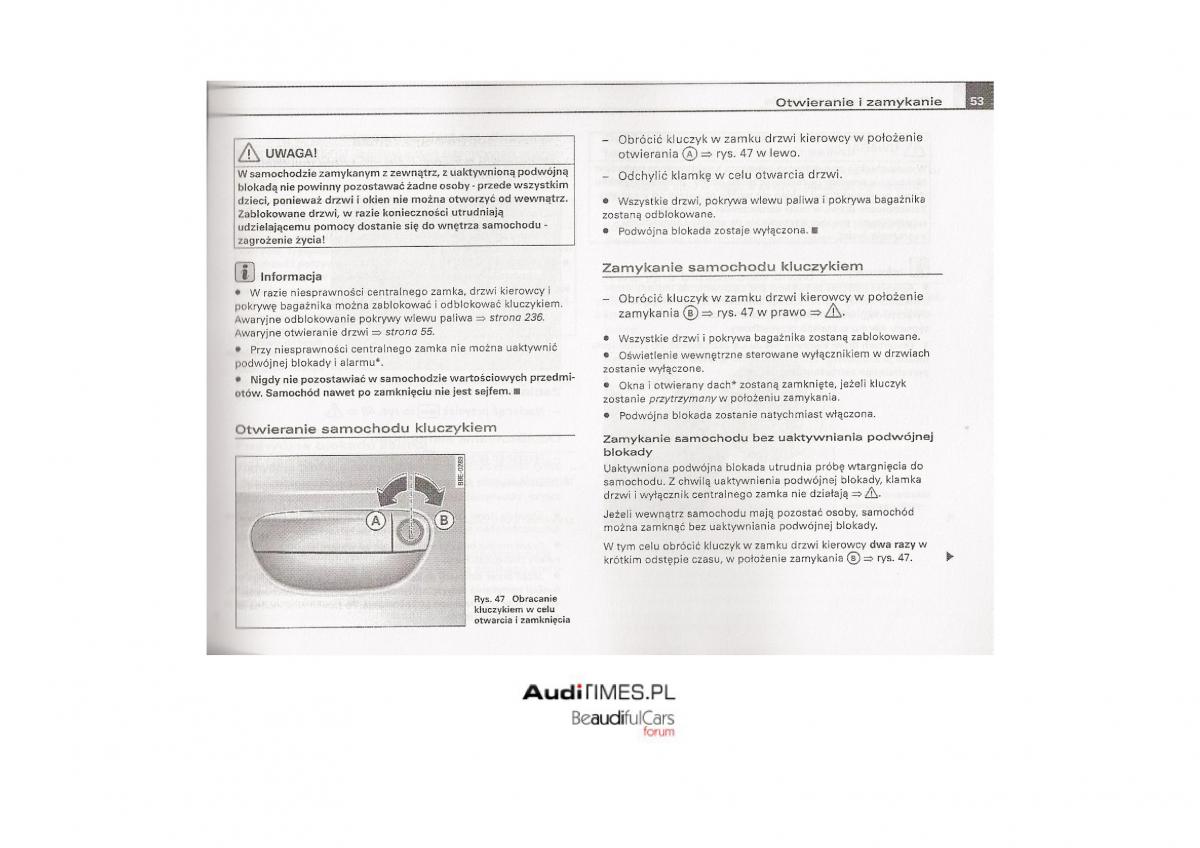 Audi A4 B7 instrukcja obslugi / page 52