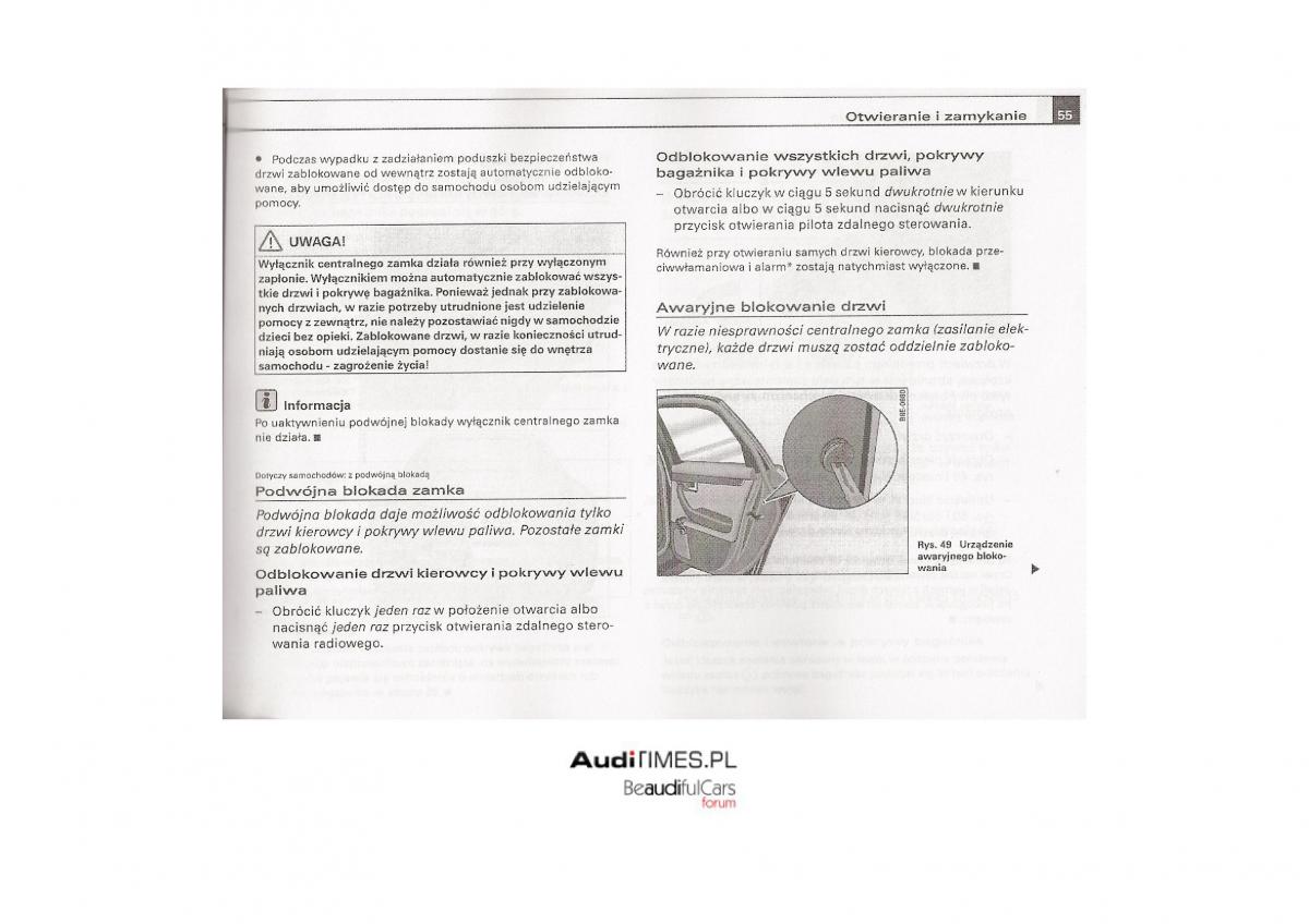 Audi A4 B7 instrukcja obslugi / page 54