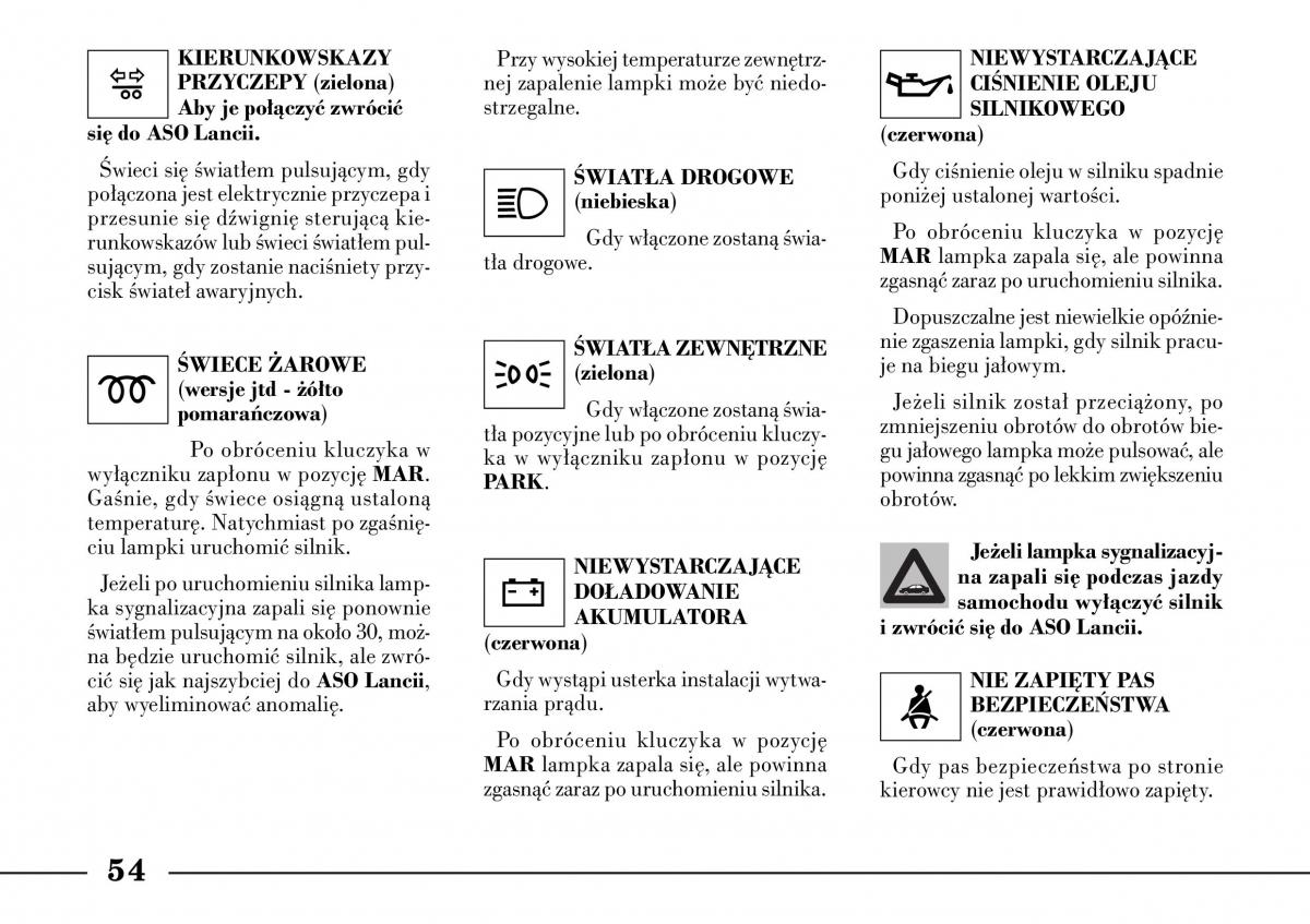 Lancia Lybra instrukcja obslugi / page 56