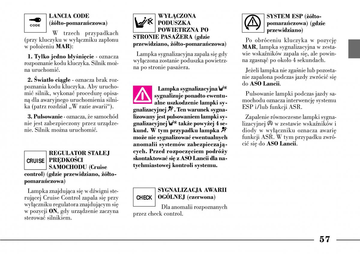 Lancia Lybra instrukcja obslugi / page 59