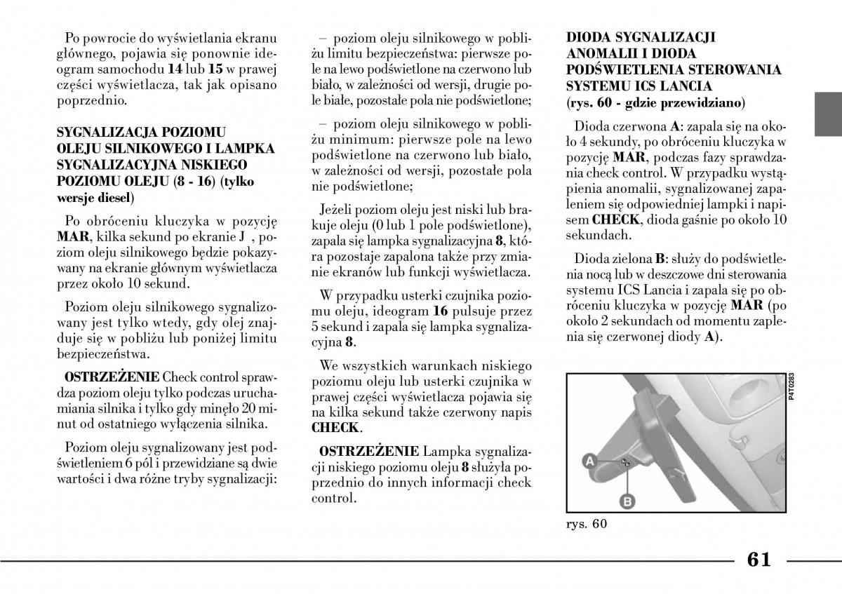 Lancia Lybra instrukcja obslugi / page 63
