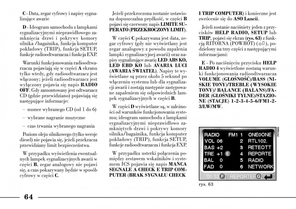 Lancia Lybra instrukcja obslugi / page 66