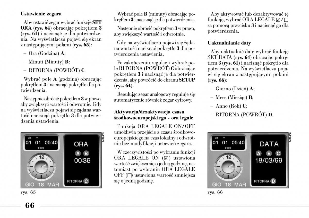 Lancia Lybra instrukcja obslugi / page 68