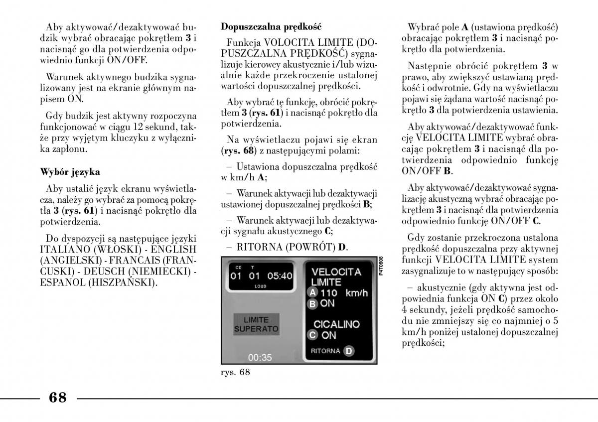 Lancia Lybra instrukcja obslugi / page 70