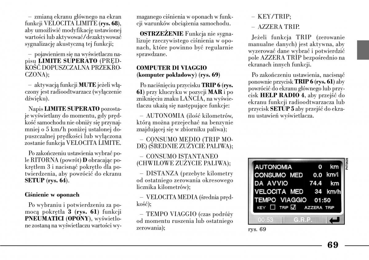 Lancia Lybra instrukcja obslugi / page 71