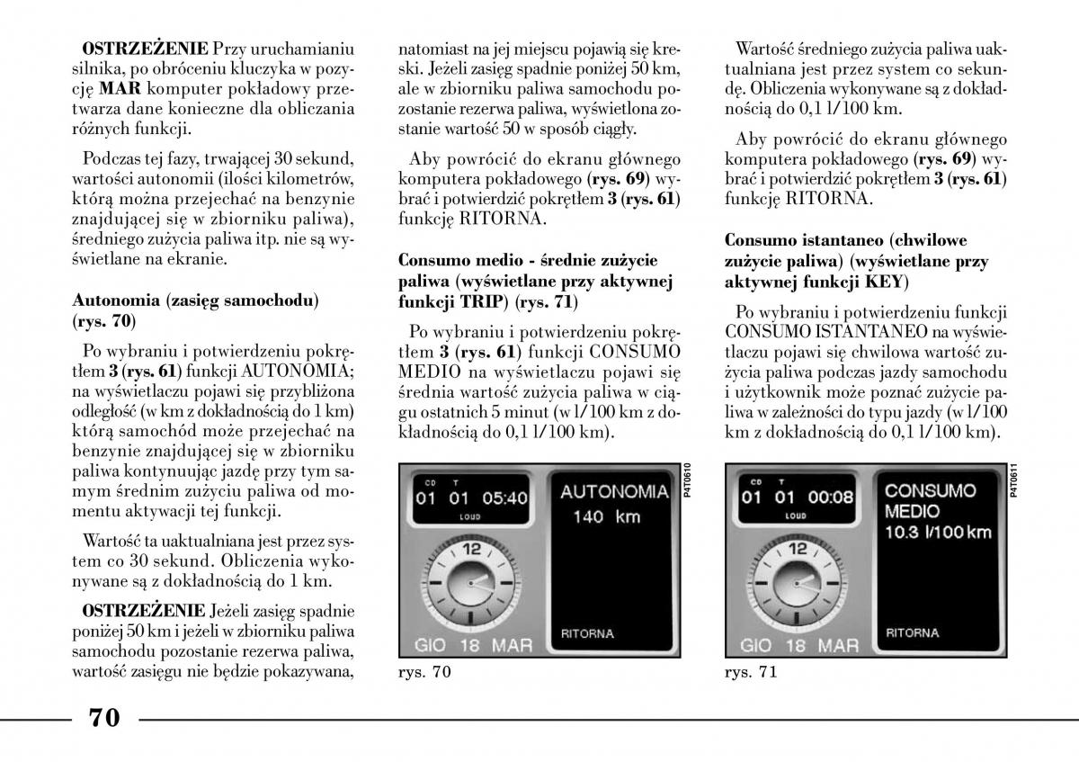 Lancia Lybra instrukcja obslugi / page 72