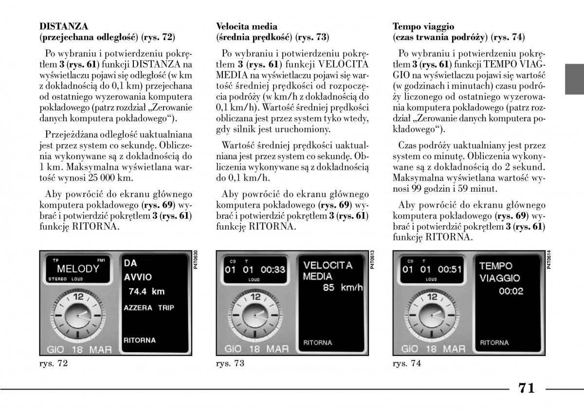 Lancia Lybra instrukcja obslugi / page 73
