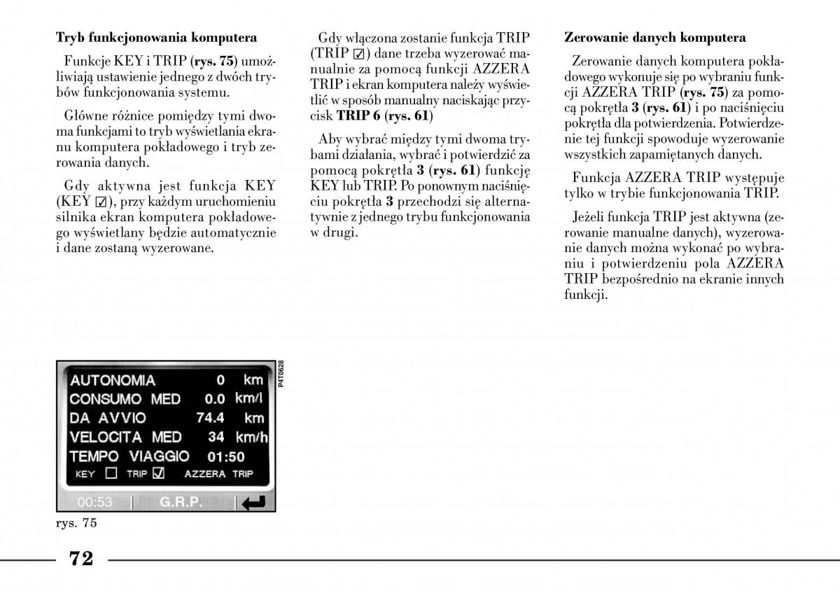 Lancia Lybra instrukcja obslugi / page 74