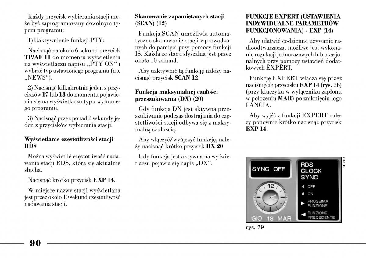 Lancia Lybra instrukcja obslugi / page 92