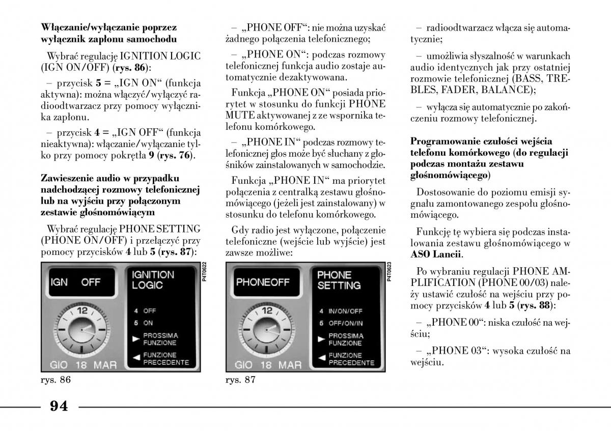 Lancia Lybra instrukcja obslugi / page 96