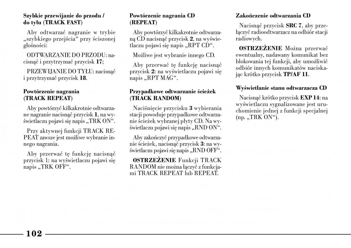 Lancia Lybra instrukcja obslugi / page 104