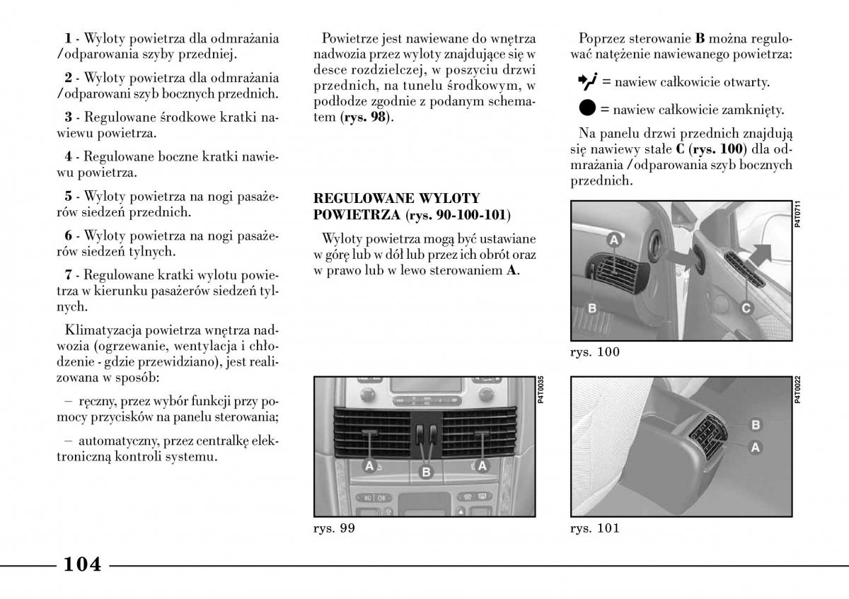 Lancia Lybra instrukcja obslugi / page 106