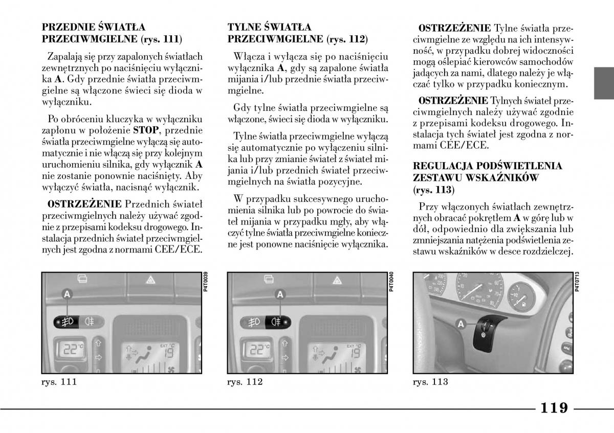 Lancia Lybra instrukcja obslugi / page 121