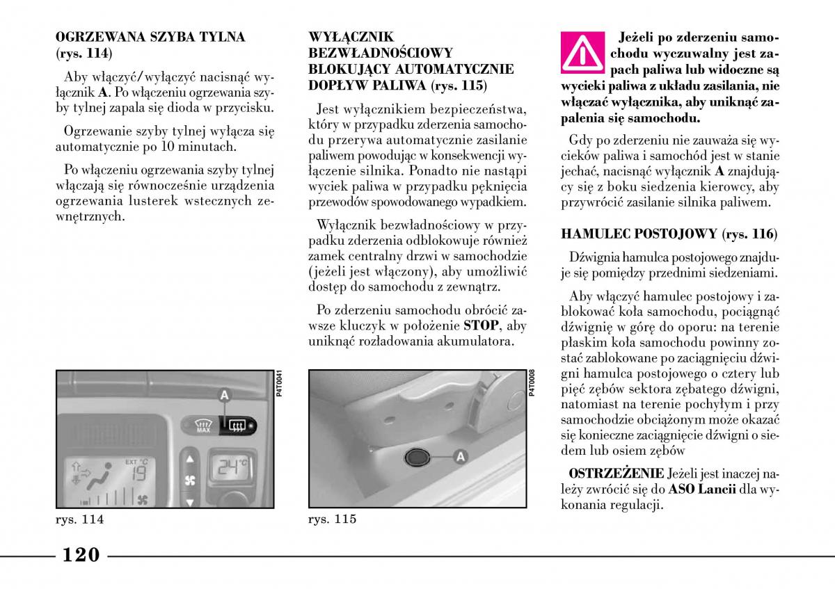 Lancia Lybra instrukcja obslugi / page 122