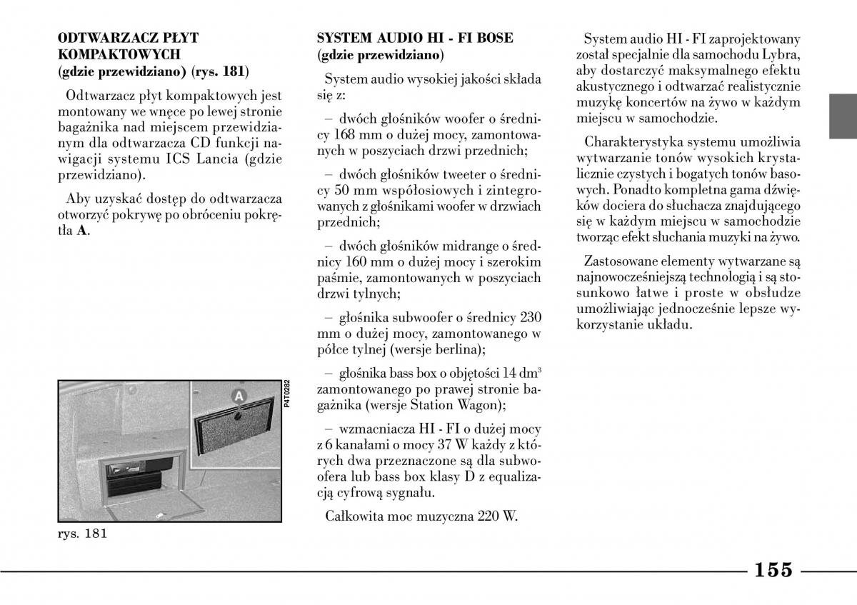 Lancia Lybra instrukcja obslugi / page 157