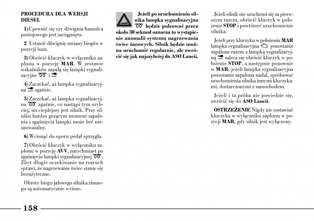 Lancia Lybra instrukcja obslugi / page 160