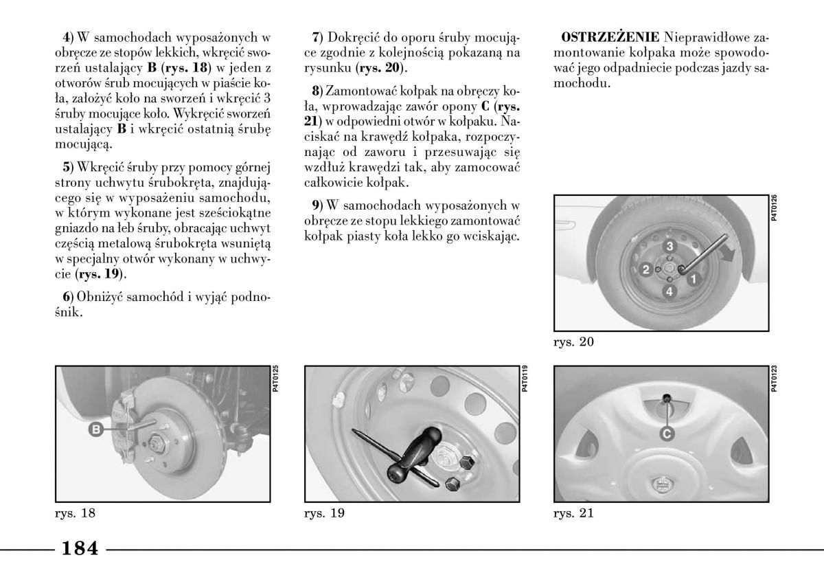 Lancia Lybra instrukcja obslugi / page 186