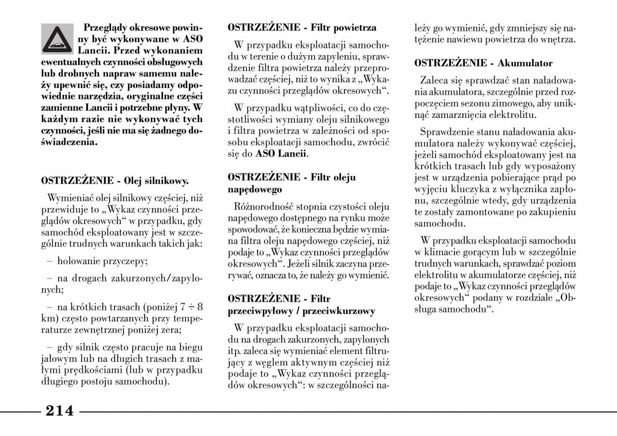 Lancia Lybra instrukcja obslugi / page 216